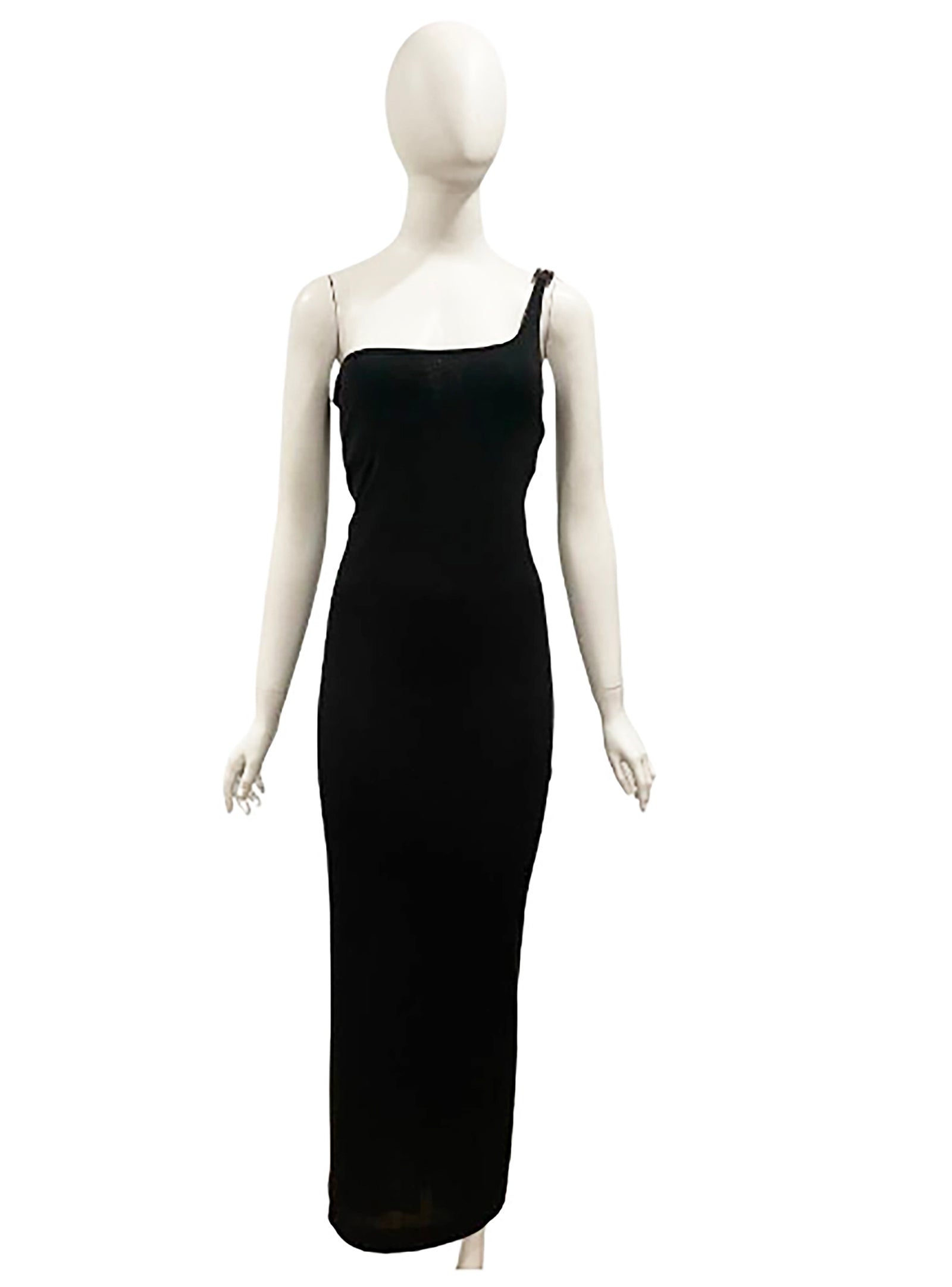 S/S 1998 Gucci by Tom Ford High Neck Black Bodystocking Maxi Dress
