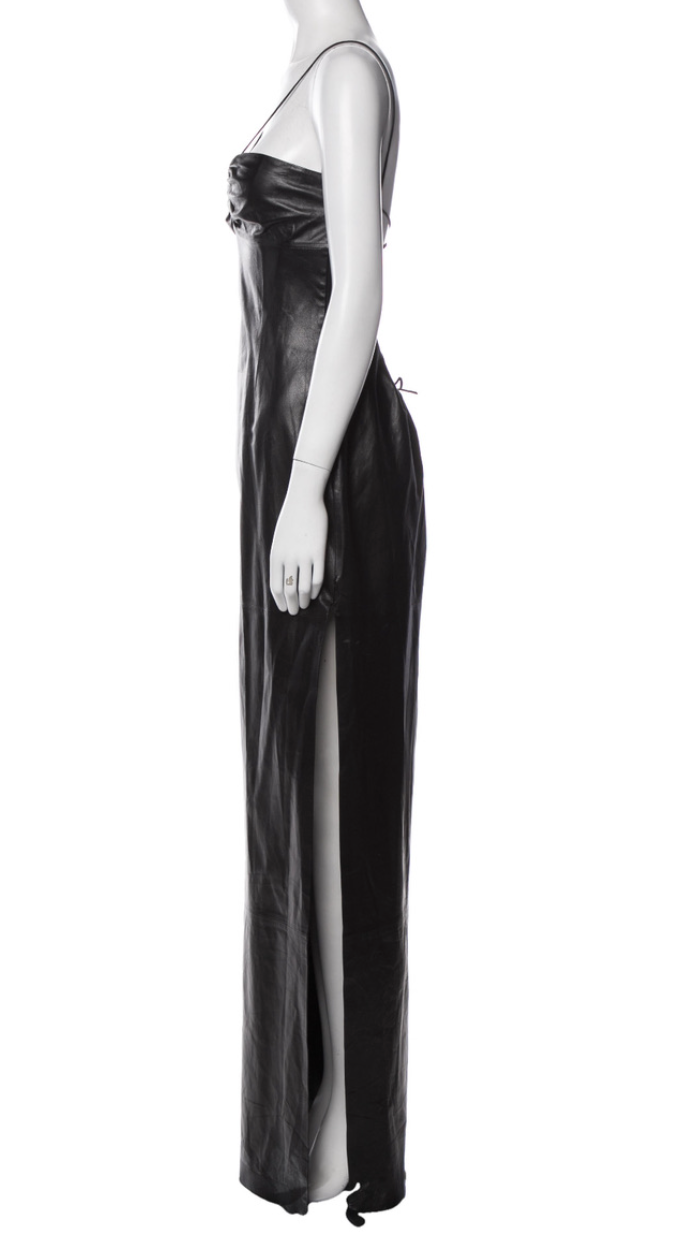richard tyler leather dress 1990s RICHARD TYLER Leather Evening Gown – ARCHIVE