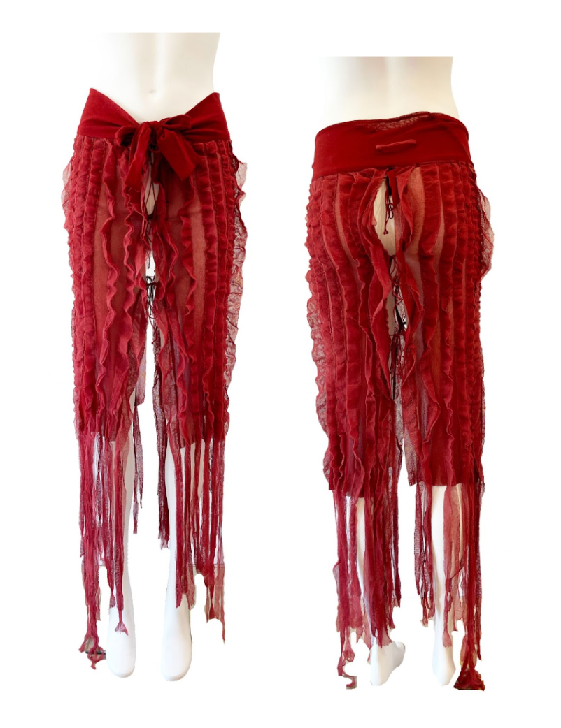 GAULTIER mesh dress/ skirt maroon