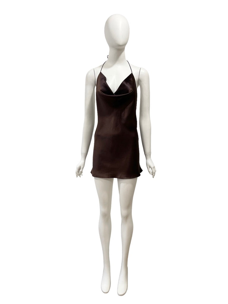 F/W 2002 Dolce & Gabbana Brown Satin Micro Mini Dress NWT – ARCHIVE
