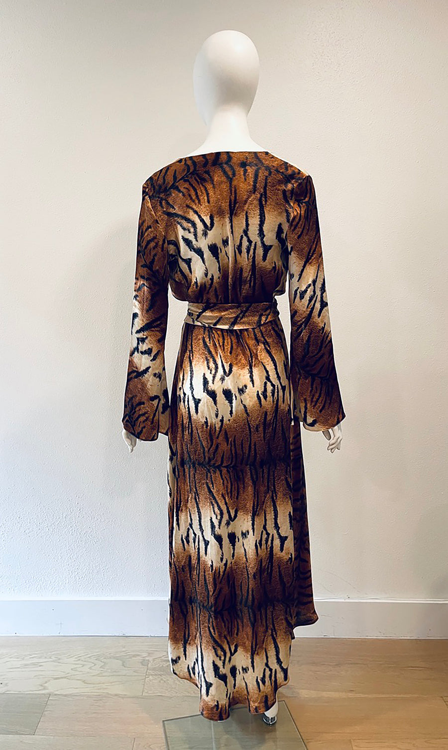 F/W 2000 Roberto Cavalli Silk Tiger Print Wrap Dress
