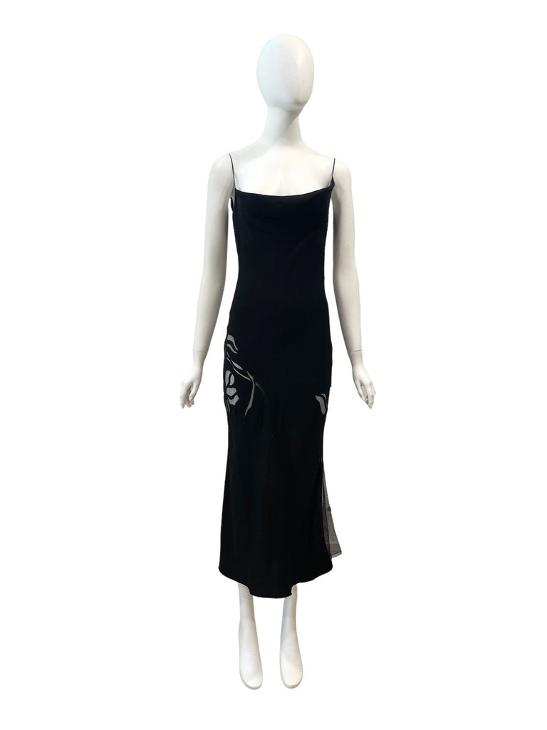 john galliano silk dress F/W 2000 John Galliano Silk Dress with Floral Sheer Panels – ARCHIVE