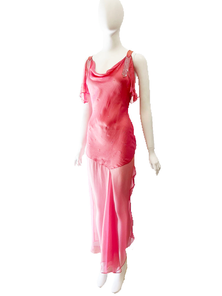 2002 CHRISTIAN DIOR Sheer Pink Embellished Gown – ARCHIVE
