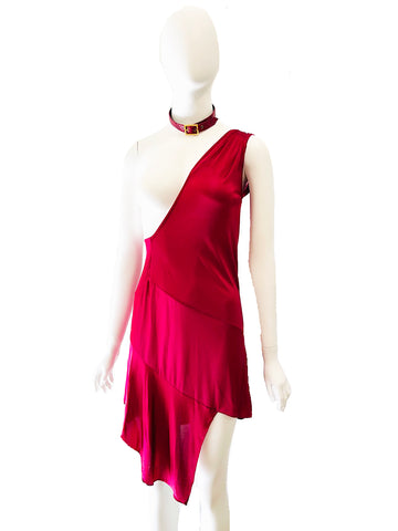 S/S 2001 CHRISTIAN DIOR by GALLIANO one shoulder choker dress