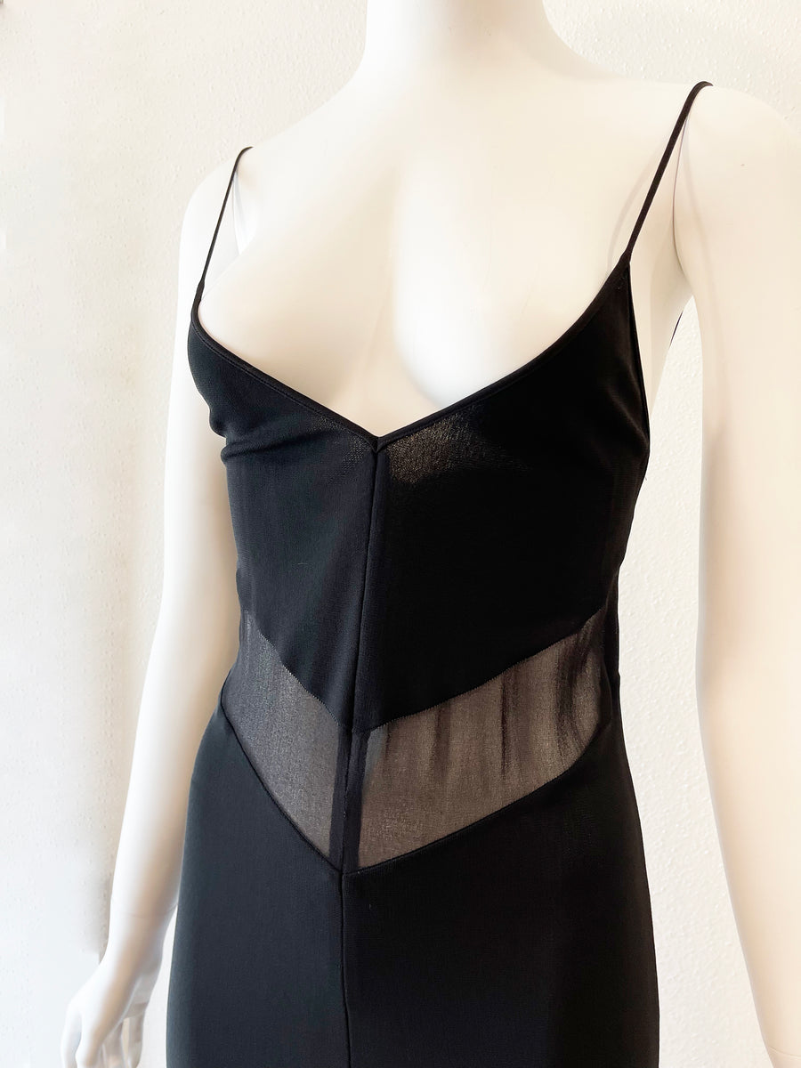 1990s Fendi Slip dress with sheer panels
