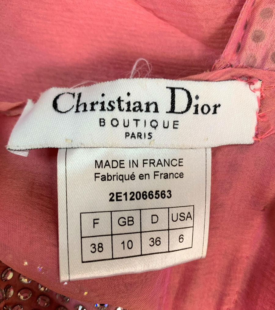 2002 CHRISTIAN DIOR Sheer Pink Embellished Gown