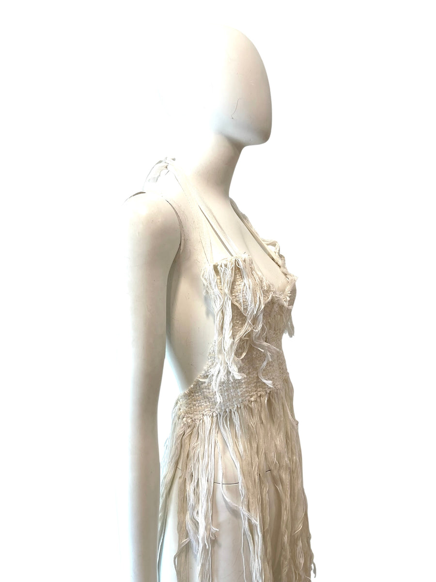 Rare ANN DEMEULEMEESTER fringed apron top