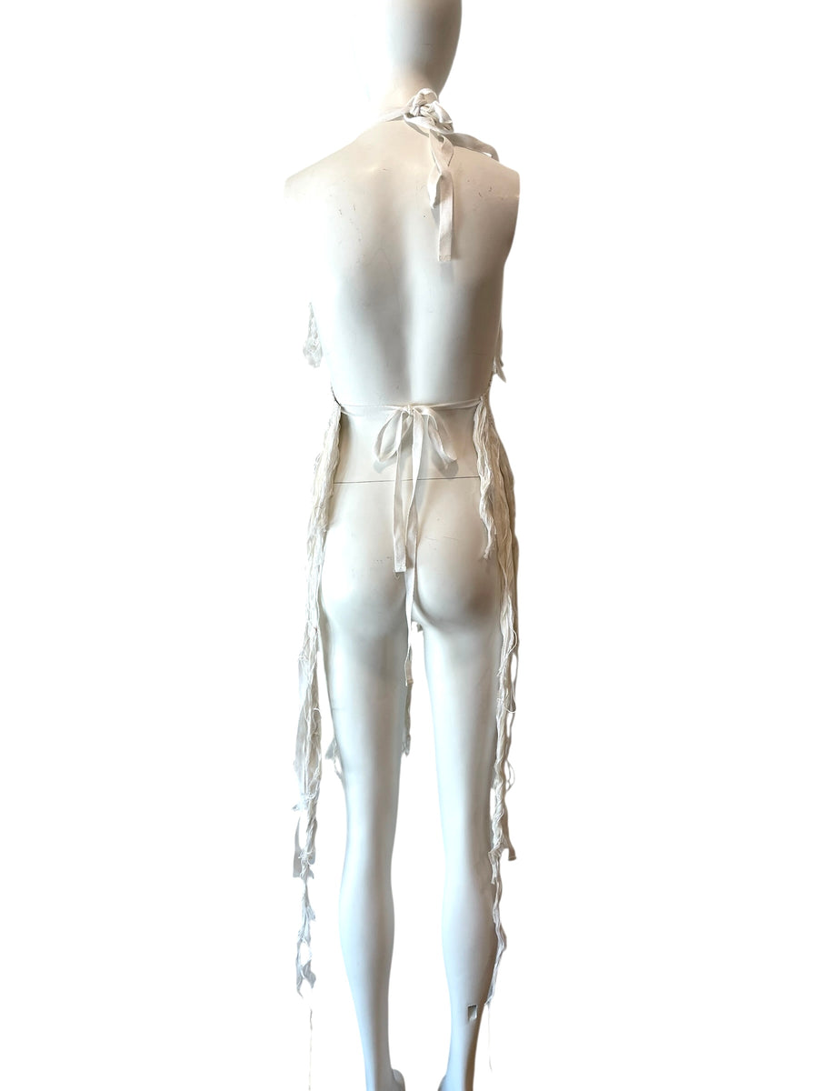 Rare ANN DEMEULEMEESTER fringed apron top