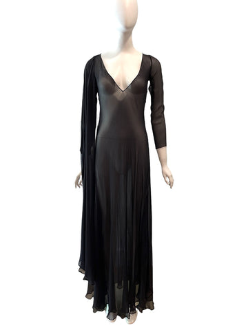 1998 F/W GUCCI by Tom Ford Sheer Black Wrap Gown