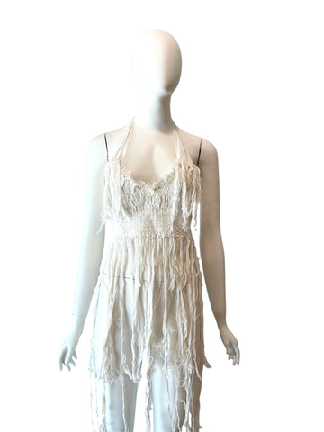 Rare ANN DEMEULEMEESTER fringed apron top