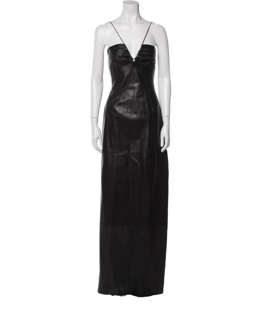 1990s RICHARD TYLER Leather Evening Gown