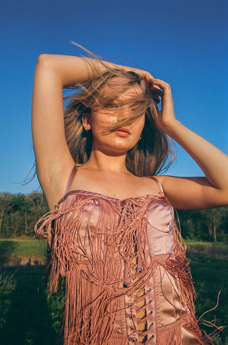 2003 DOLCE & GABANNA Fringe Corset Top