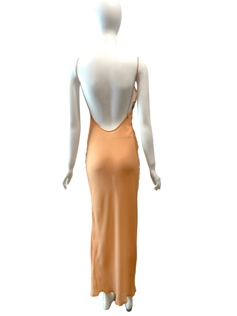 S/S 1997 Dolce & Gabbana Sheer Peachy Nude Silk Slip Dress 40
