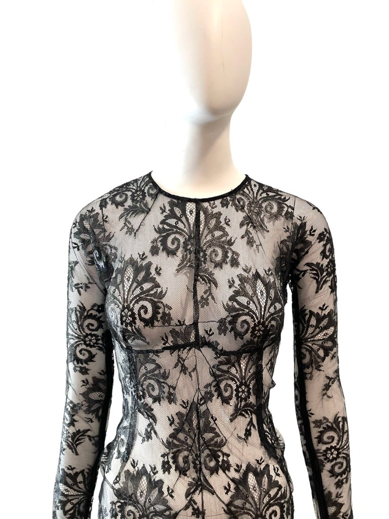 NWT S/S 1999 DOLCE & GABBANA Sheer Patent Lace Dress