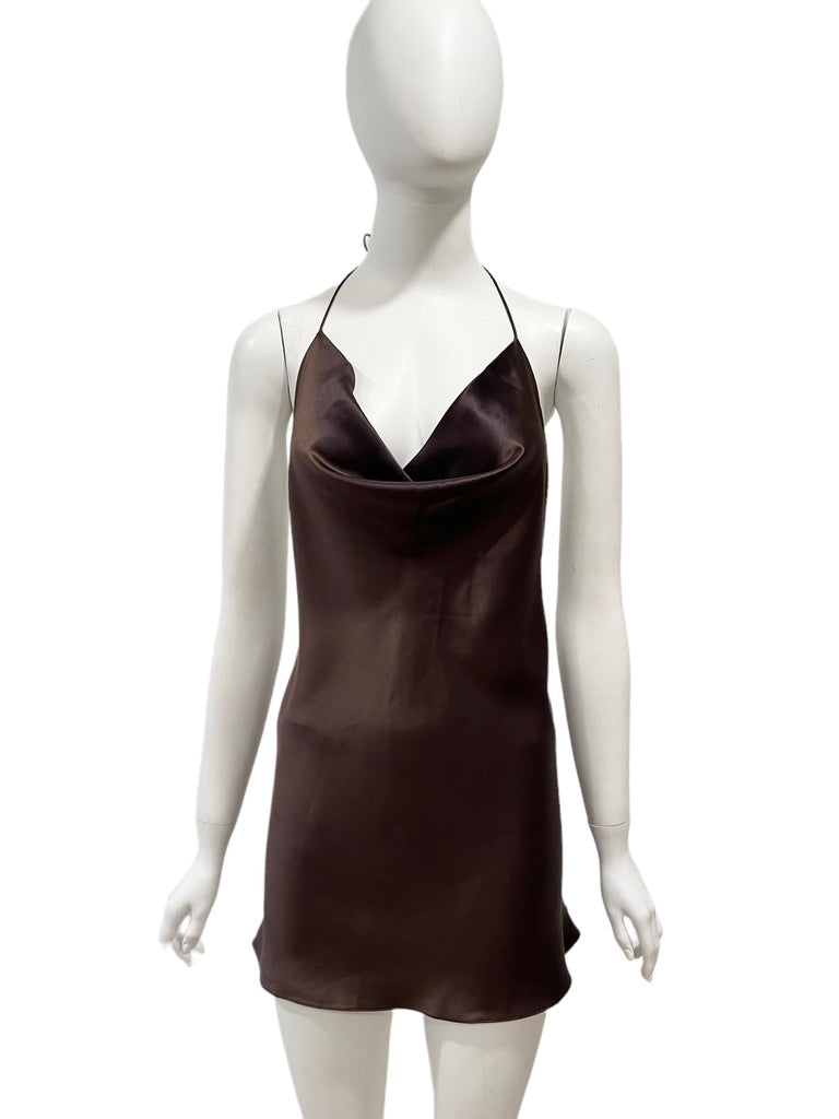 F/W 2002 Dolce & Gabbana Brown Satin Micro Mini Dress NWT – ARCHIVE