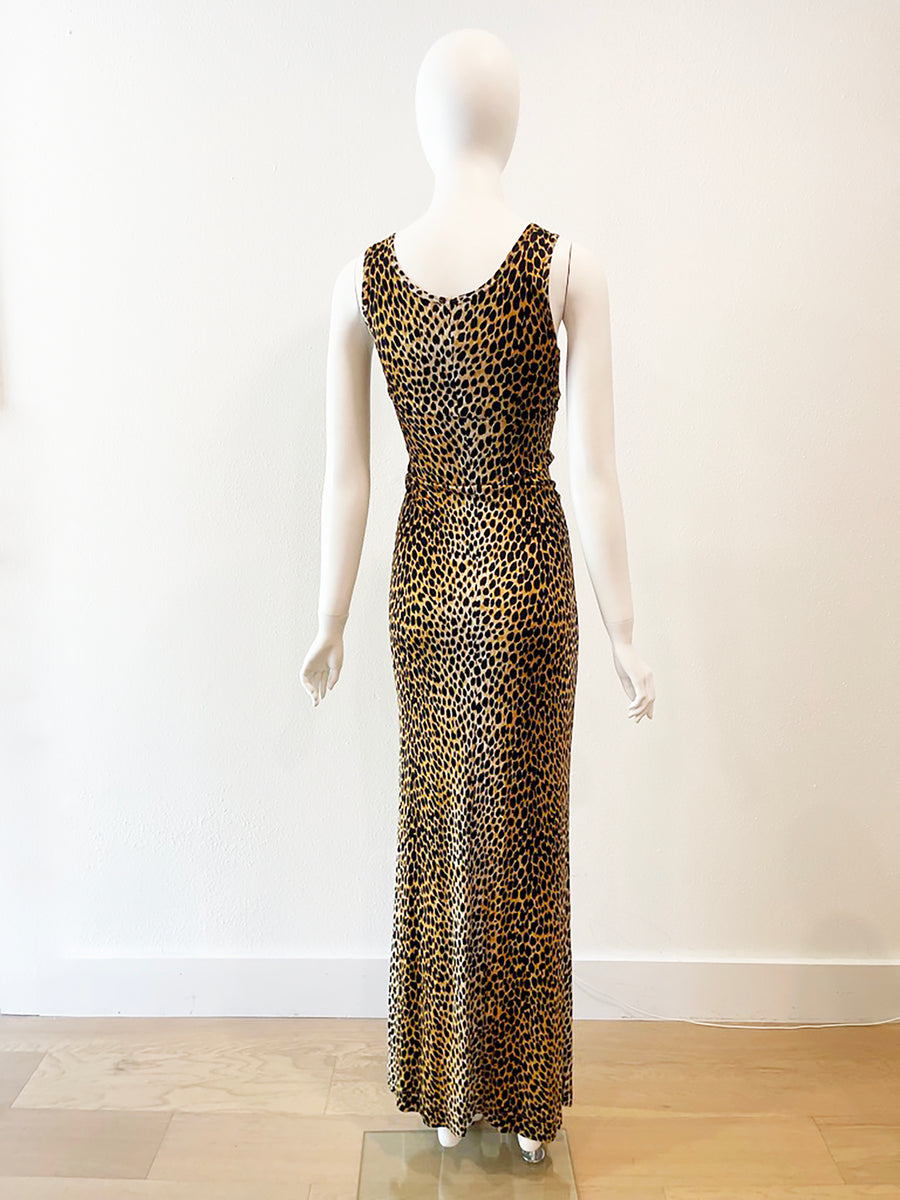 S/S 1996 Dolce & Gabbana Cheetah Long Stretch Gown