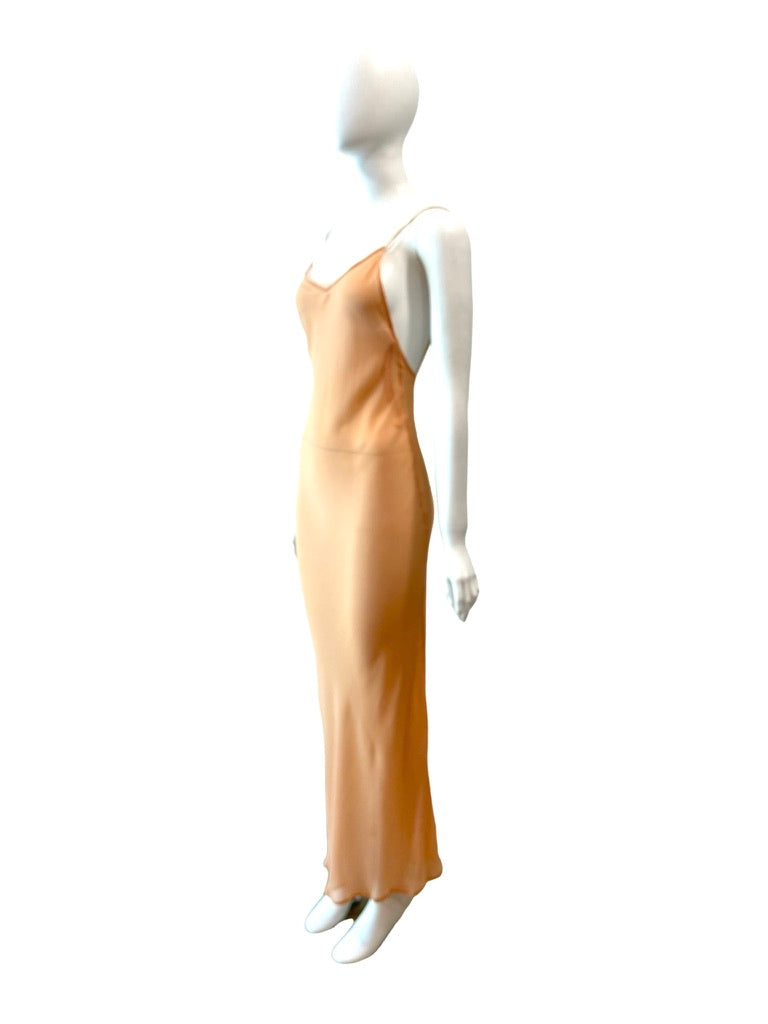 S/S 1997 Dolce & Gabbana Sheer Peachy Nude Silk Slip Dress 40