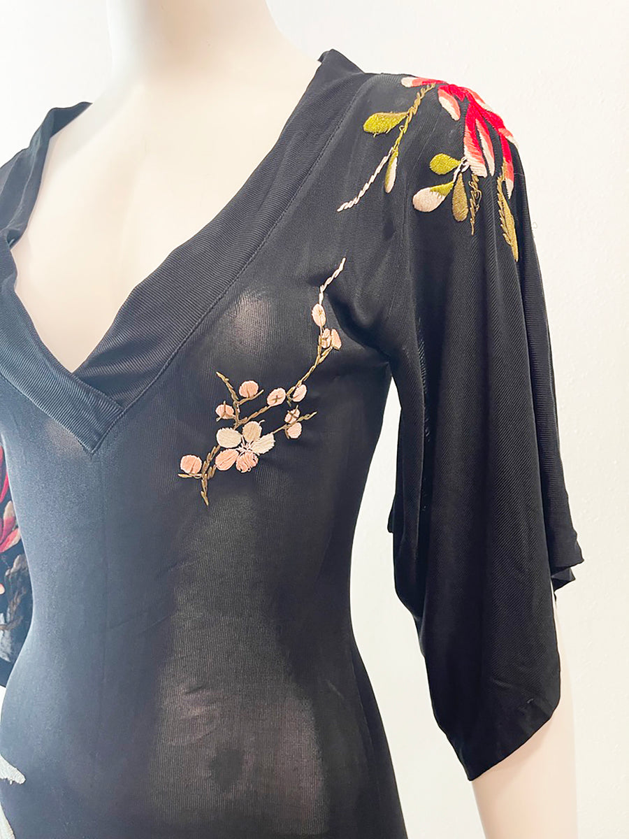 2000's Jean Paul Gaultier Sheer Embroidered Kimono Dress