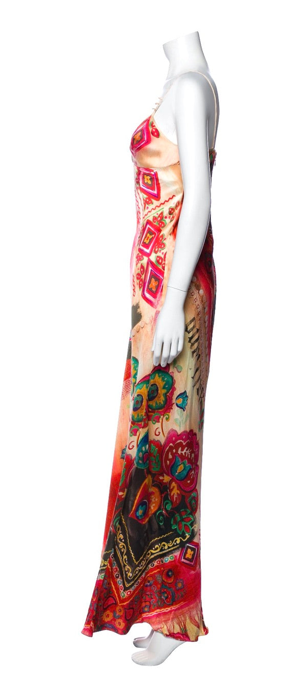 GALLIANO silk printed slip dress