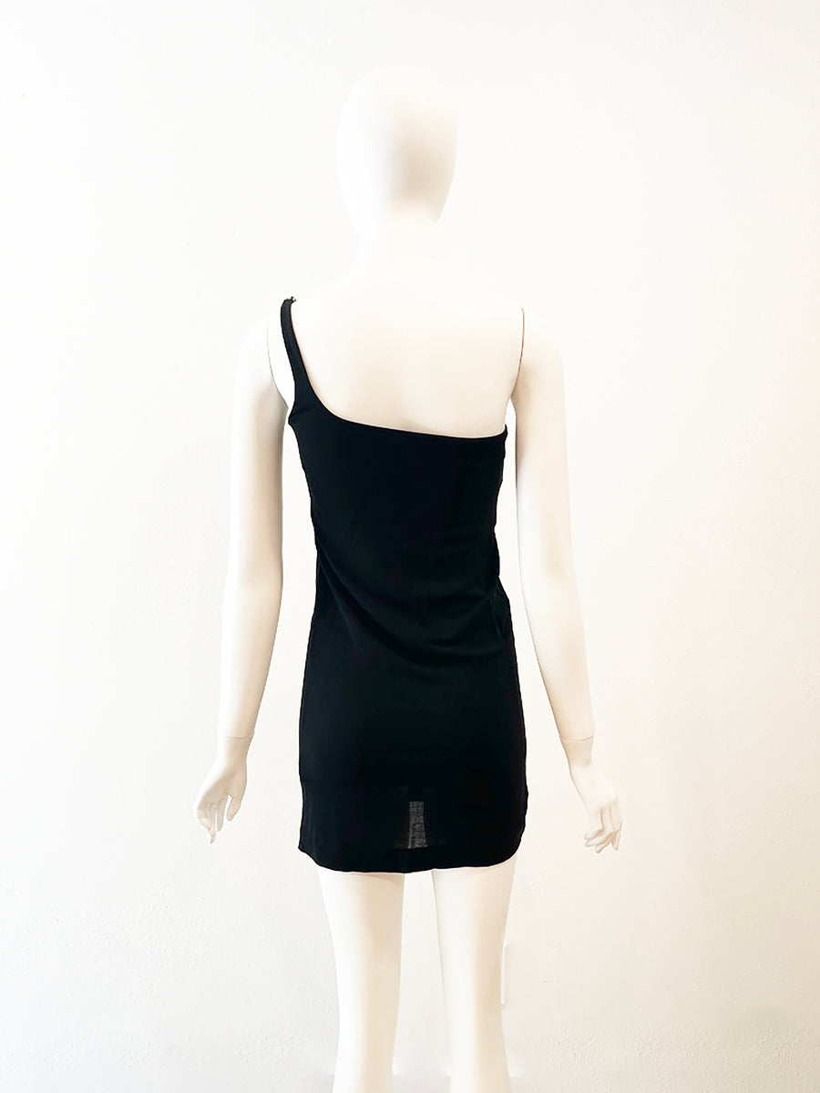 1998 GUCCI by Tom Ford Semi-Sheer One Shoulder Mini Dress