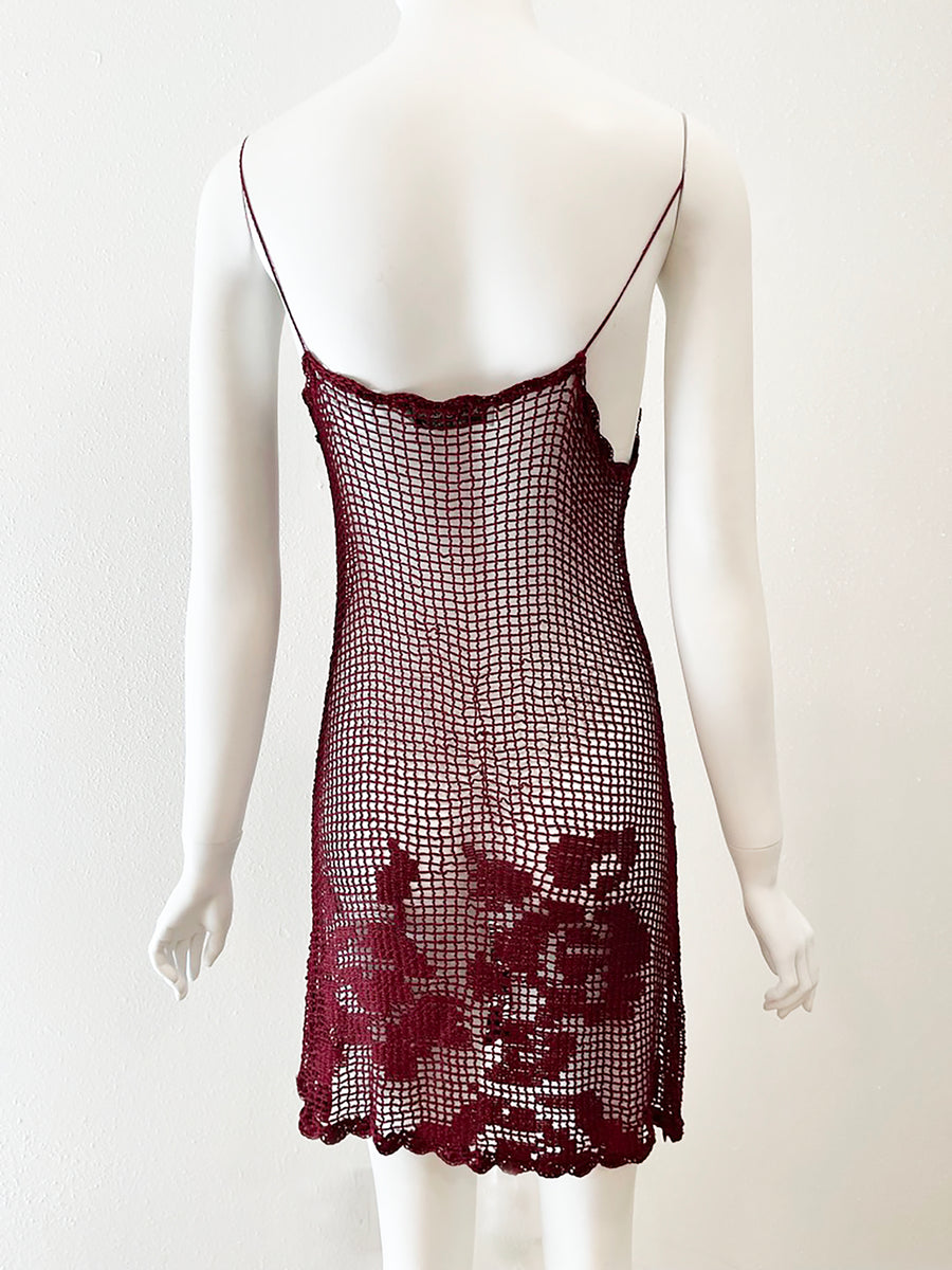 F/W 1997 DOLCE & GABBANA Burgundy Knit Mini Dress
