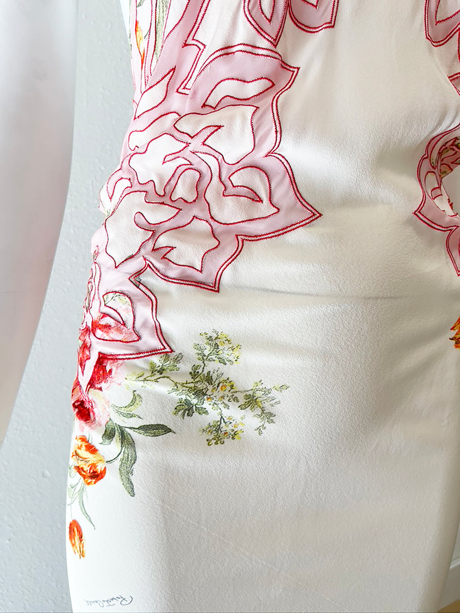 S/S 2002 Roberto Cavalli Floral Silk Backless Dress