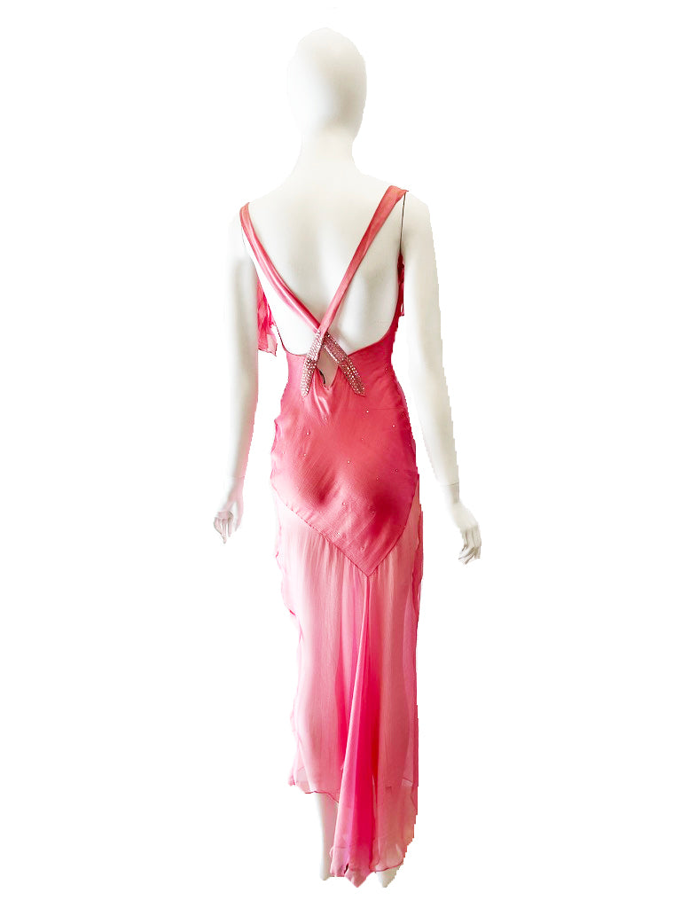 2002 CHRISTIAN DIOR Sheer Pink Embellished Gown