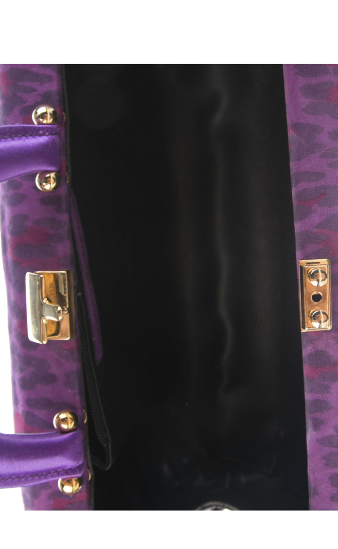 SUSAN BENNIS Satin Handbag Leopard Print