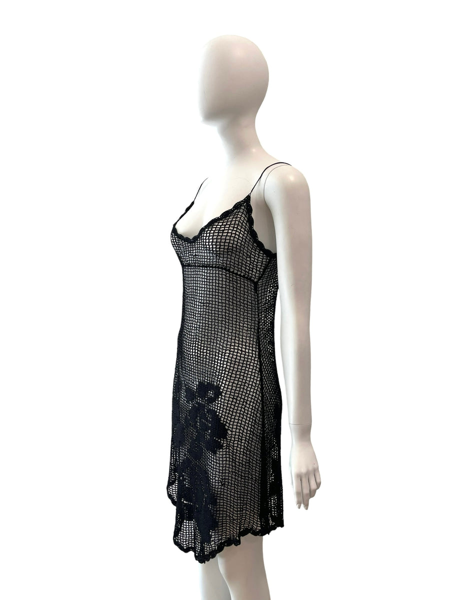 F/W 1997 Dolce & Gabbana Runway Sheer Black Knit Dress
