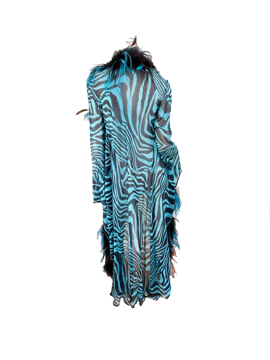 2000 F/W ROBERTO CAVALLI zebra feathered robe