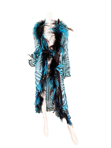 2000 F/W ROBERTO CAVALLI zebra feathered robe