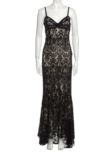 GALLIANO Black Lace Evening Gown