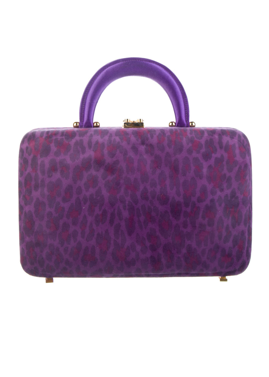 SUSAN BENNIS Satin Handbag Leopard Print