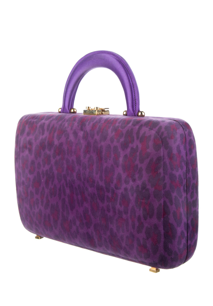 SUSAN BENNIS Satin Handbag Leopard Print