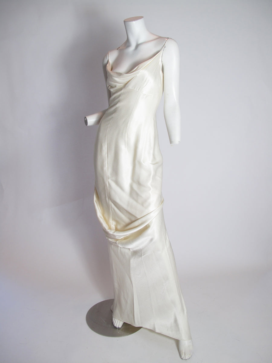 90s RARE John Galliano Silk Slip Dress Newsprint 90s Gown 