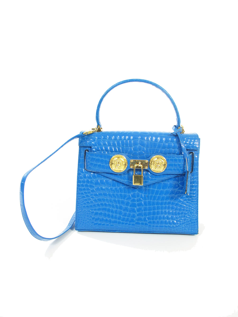 Gianni Versace Croc Embossed Couture Bag With Medusas | Versace handbags,  Couture bags, Bags