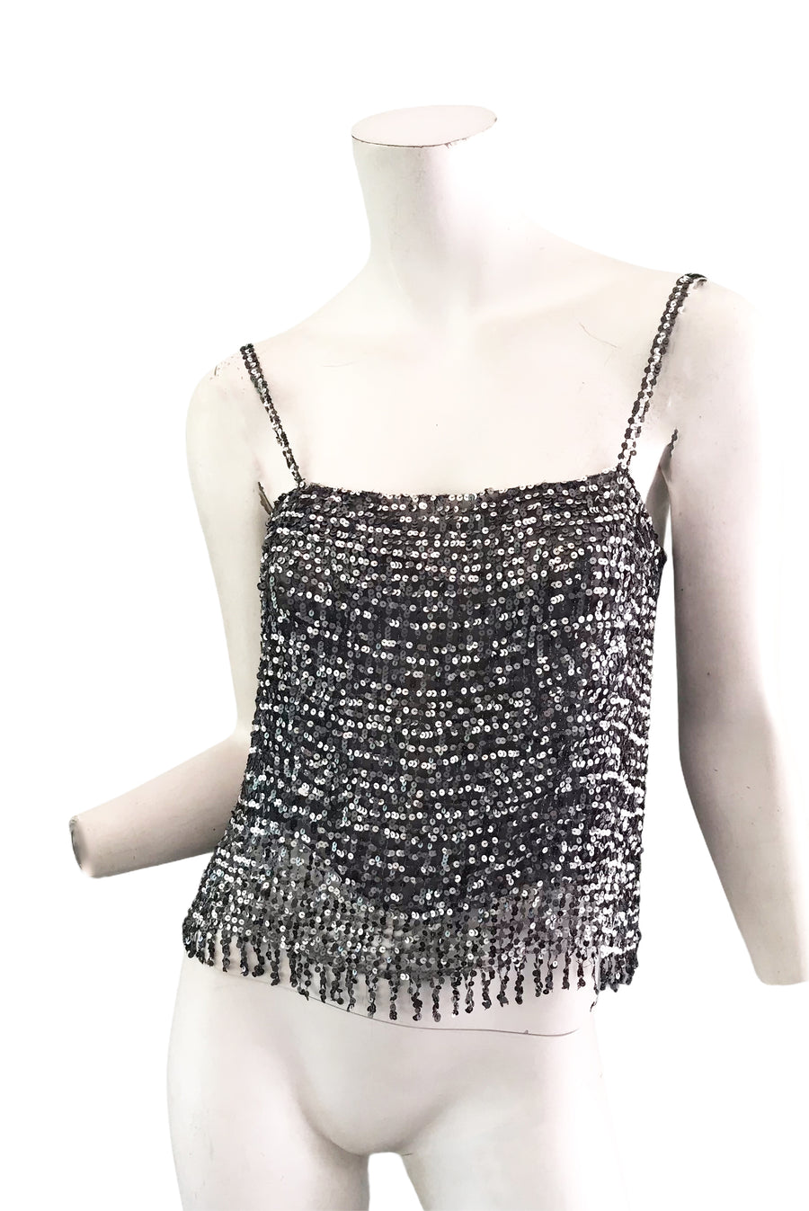 CHANEL silver sequin top