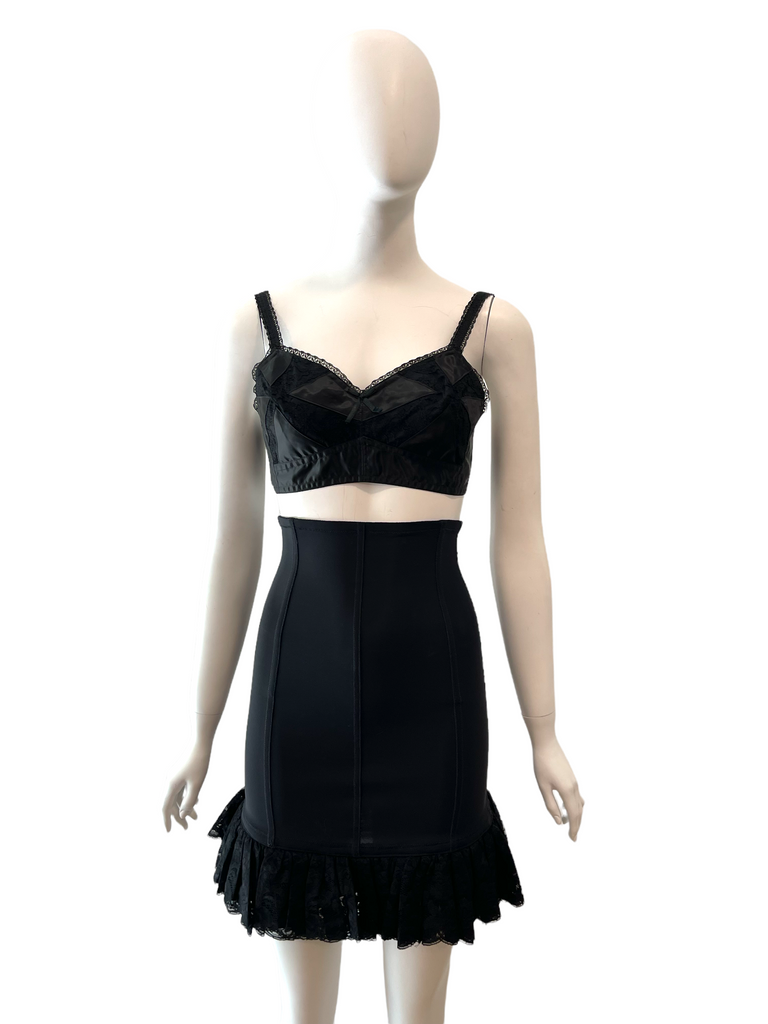 スカート Dolce & Gabbana Skirt with corset-style detail Satin calf-length skirt with corset-style belt detail in