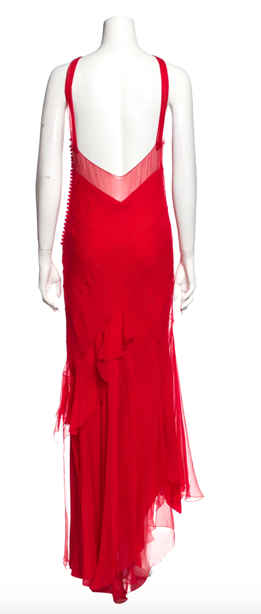 CHRISTIAN DIOR BY GALLIANO RED CHIFFON GOWN