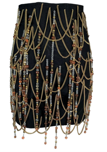 1991 DOLCE & GABBANA Corset High Waist Chain Beaded Skirt