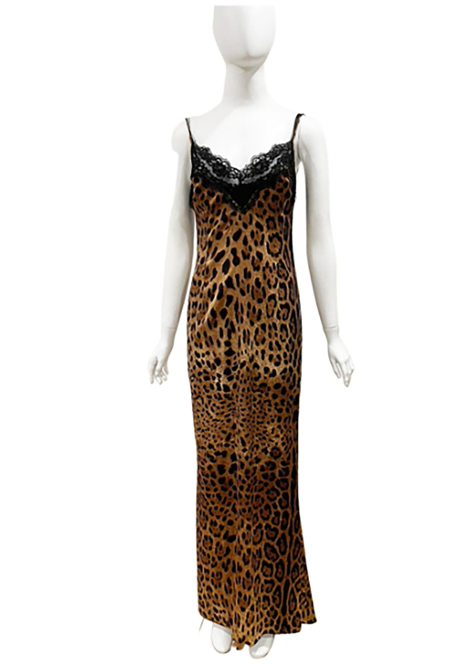 2010 Dolce & Gabbana silk leopard gown with Lace