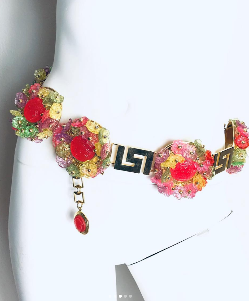 1992 Versace Couture runway large floral belt