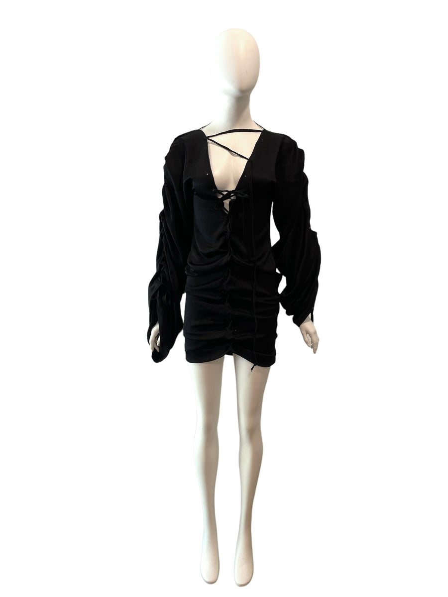 F/W 2002 GUCCI by Tom Ford Black Silk Lacing Mini Dress