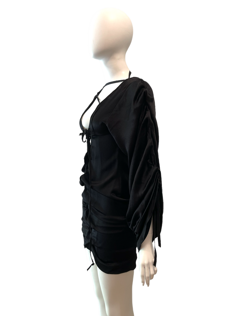 F/W 2002 GUCCI by Tom Ford Black Silk Lacing Mini Dress