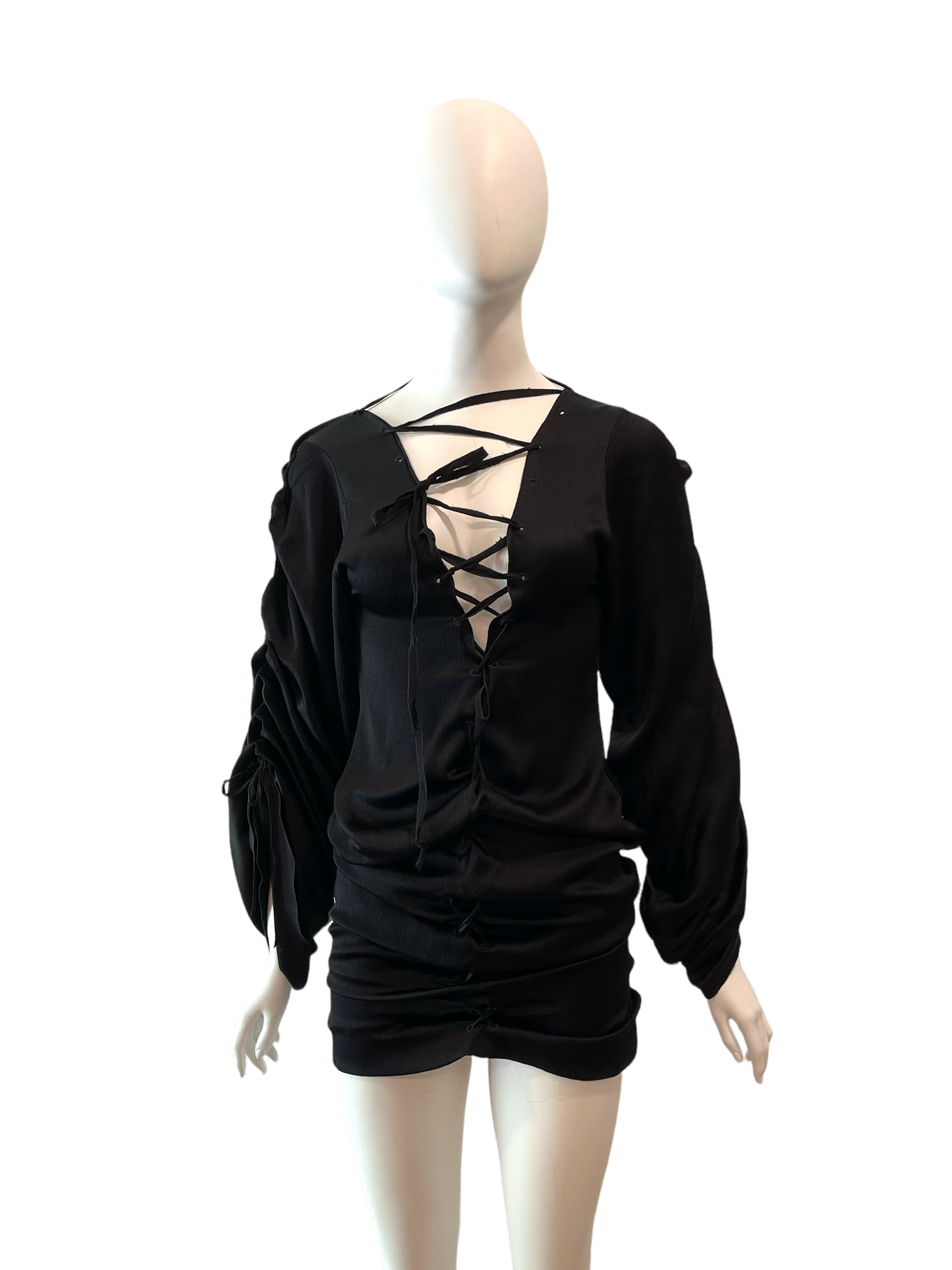 F/W 2002 GUCCI by Tom Ford Black Silk Lacing Mini Dress – ARCHIVE